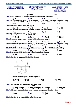 Đề thi thử Tốt nghiệp THPT môn Toán năm học 2019-2020 - Trường THPT Bình Minh